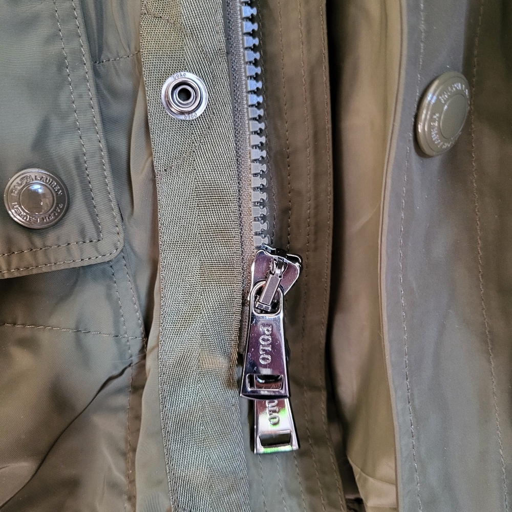 Polo Ralph Lauren Zip Down Combat Green Raincoat Jacket - Picture 7 of 8